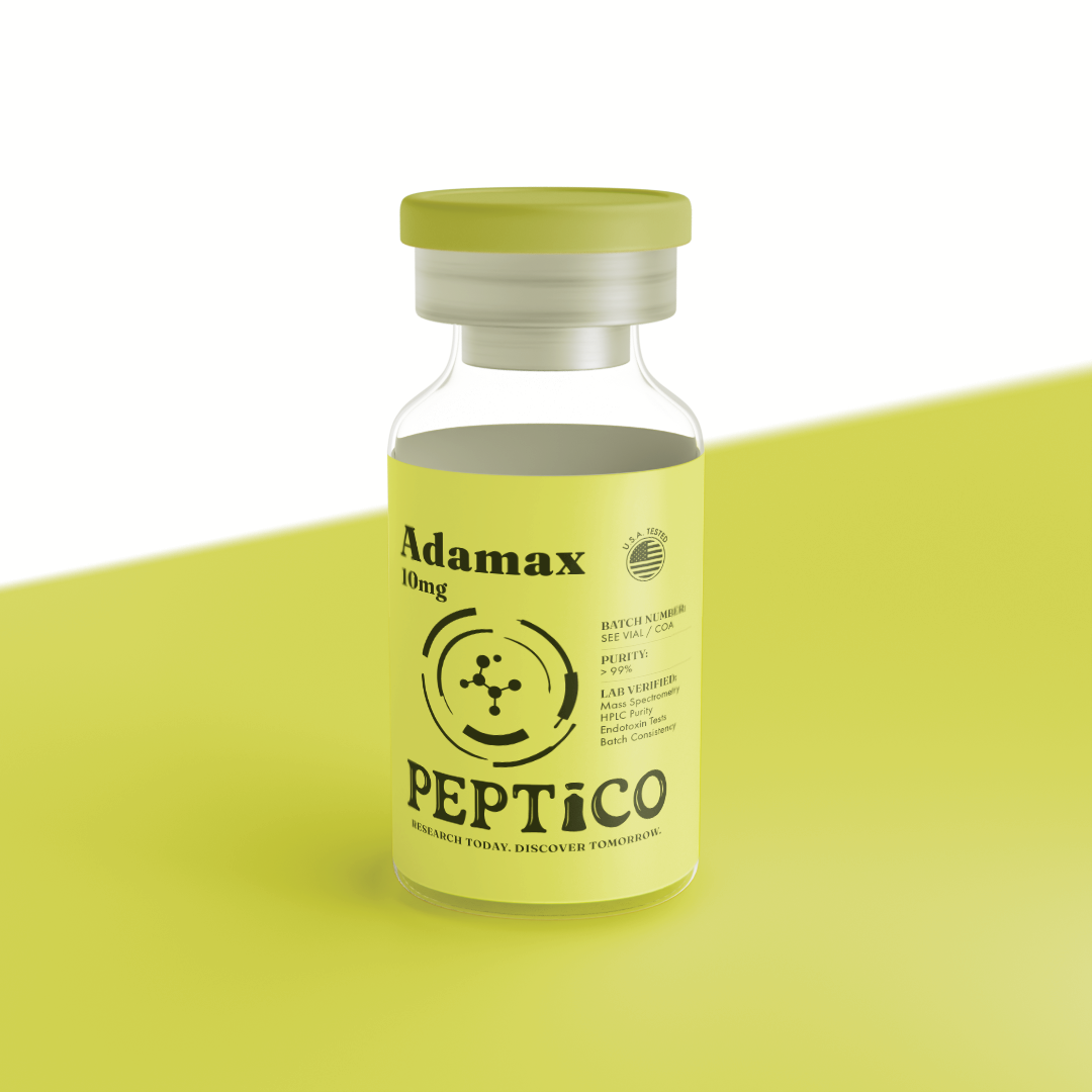 Adamax 10mg research peptide by Peptico – COA-documented, third-party tested, verified purity