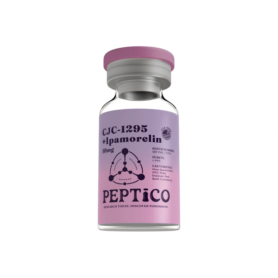 CJC-1295 + Ipamorelin 10mg blend from Peptico – research-grade, batch-tested, documented certificate of analysis