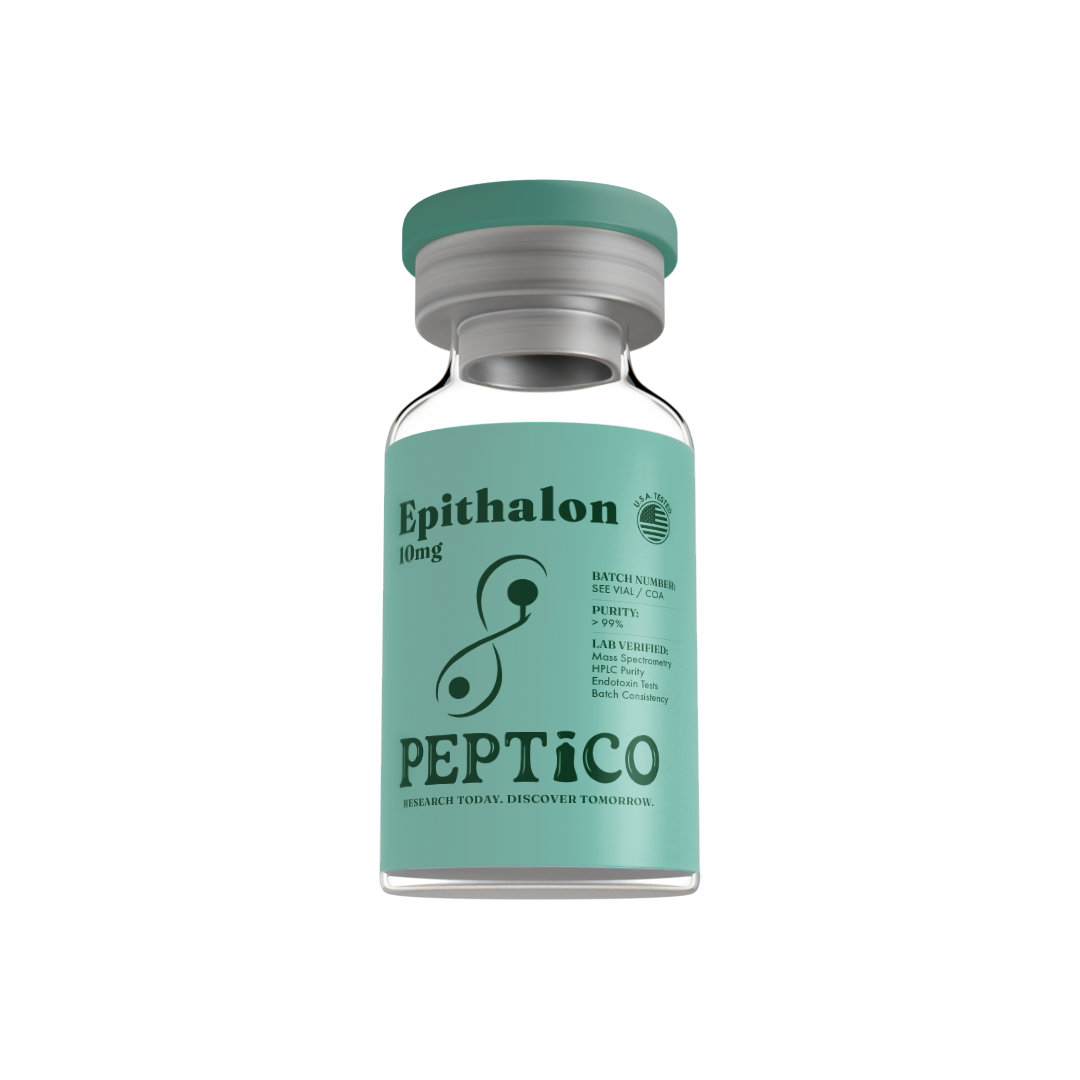Epithalon 10mg peptide from Peptico – research-grade, batch-tested, documented certificate of analysis