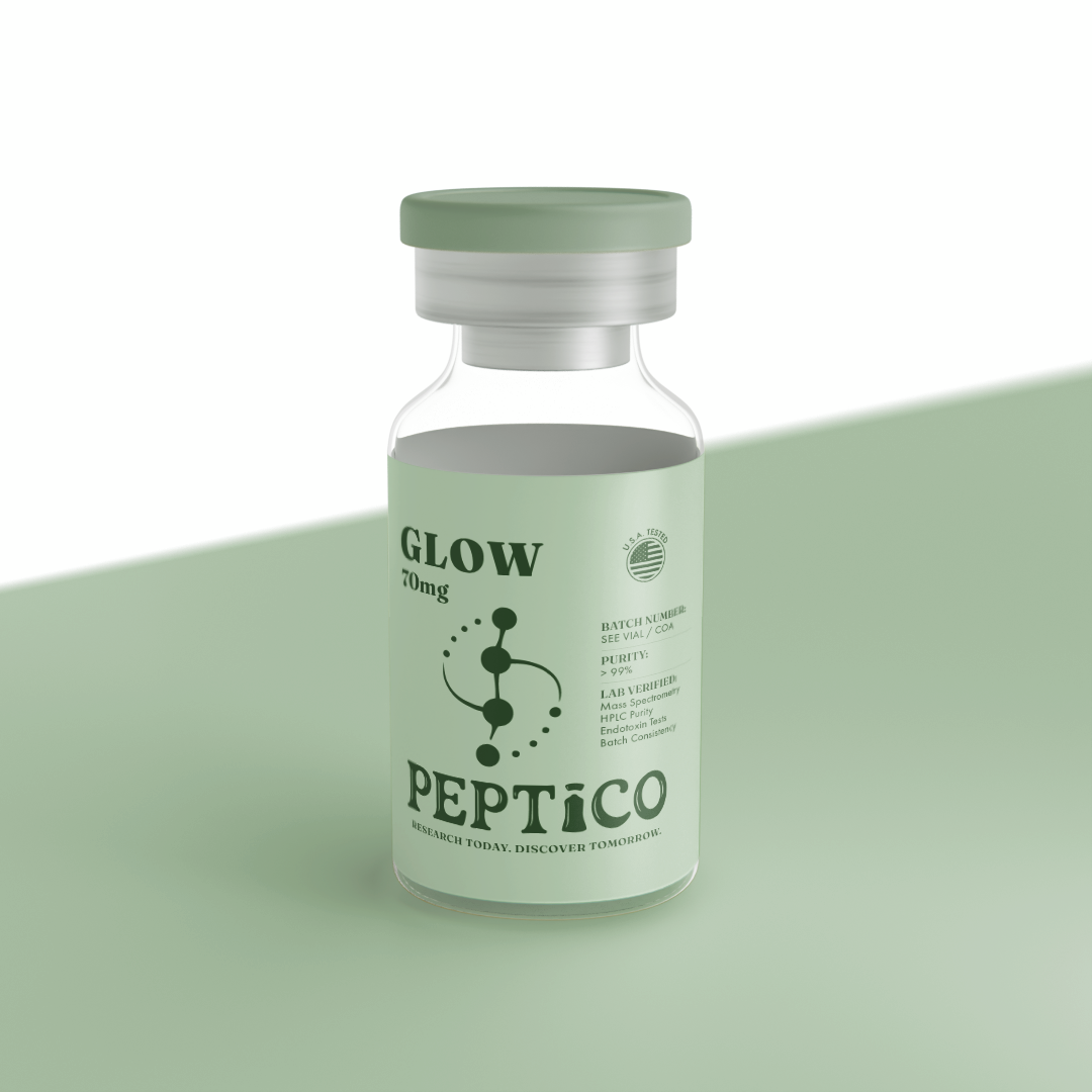 GLOW 70mg research blend by Peptico – COA-documented, third-party tested, verified purity