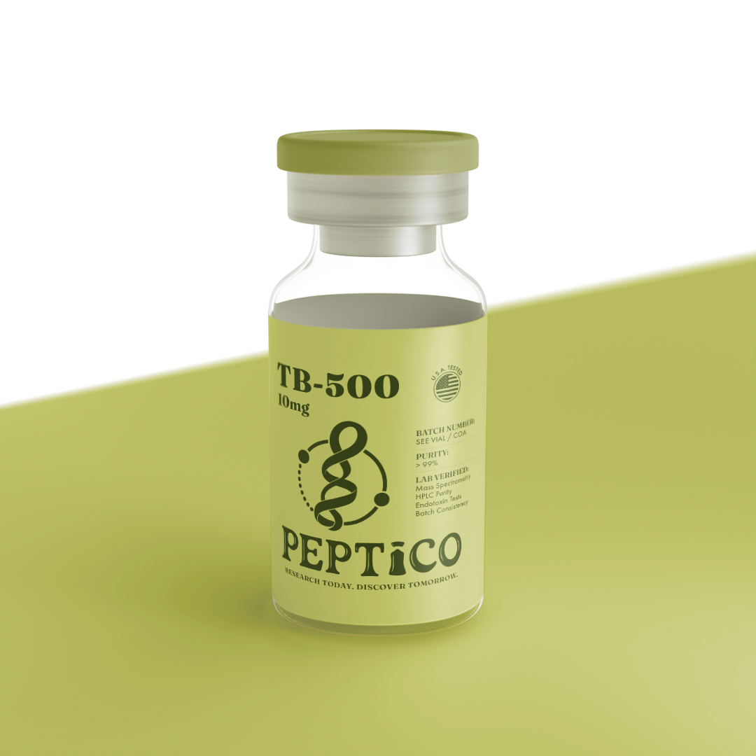 TB-500 10mg research peptide by Peptico – COA-documented, third-party tested, verified purity