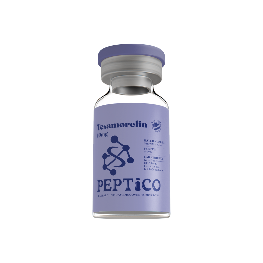 Tesamorelin 10mg peptide from Peptico – research-grade, batch-tested, documented certificate of analysis