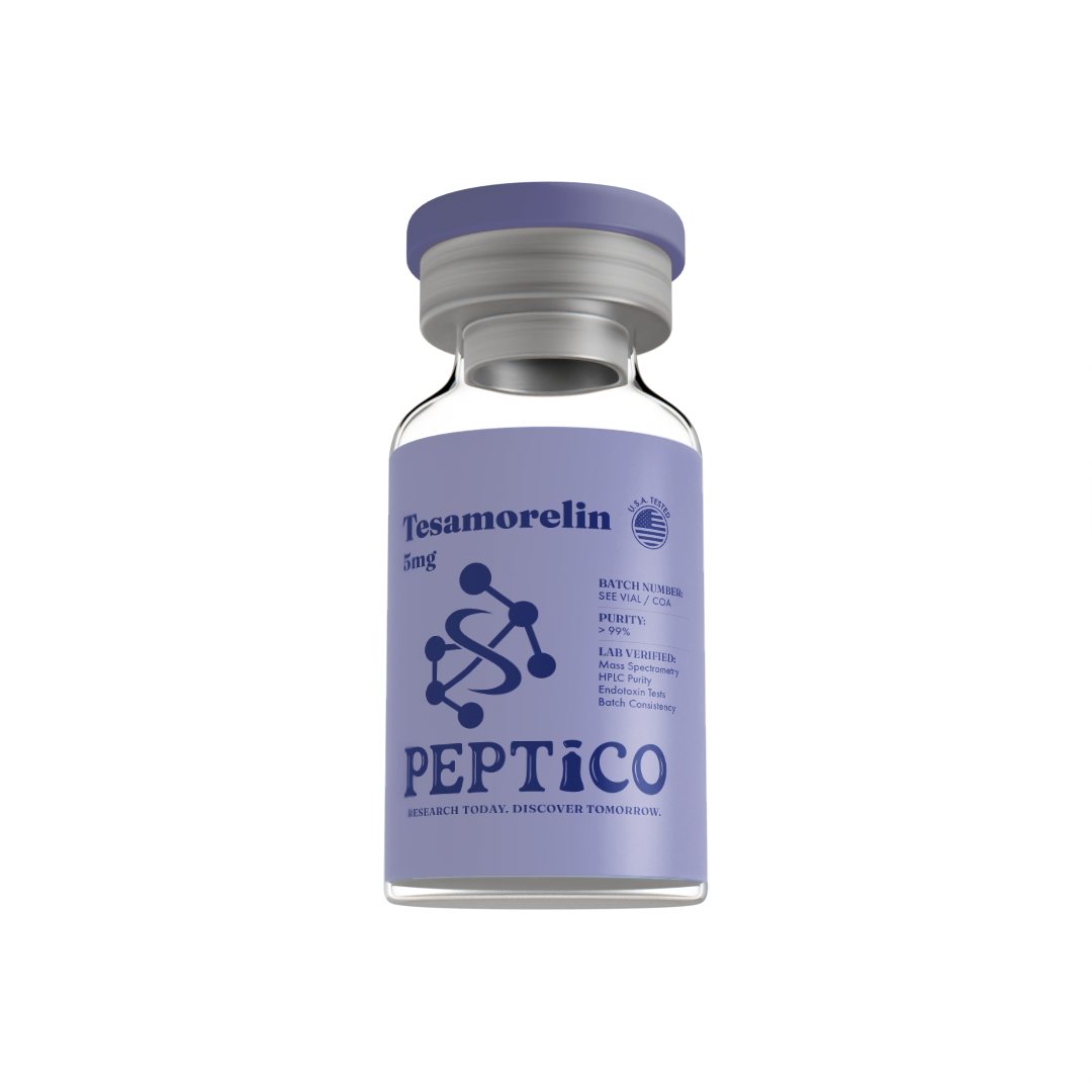 Tesamorelin 5mg peptide from Peptico – research-grade, batch-tested, documented certificate of analysis