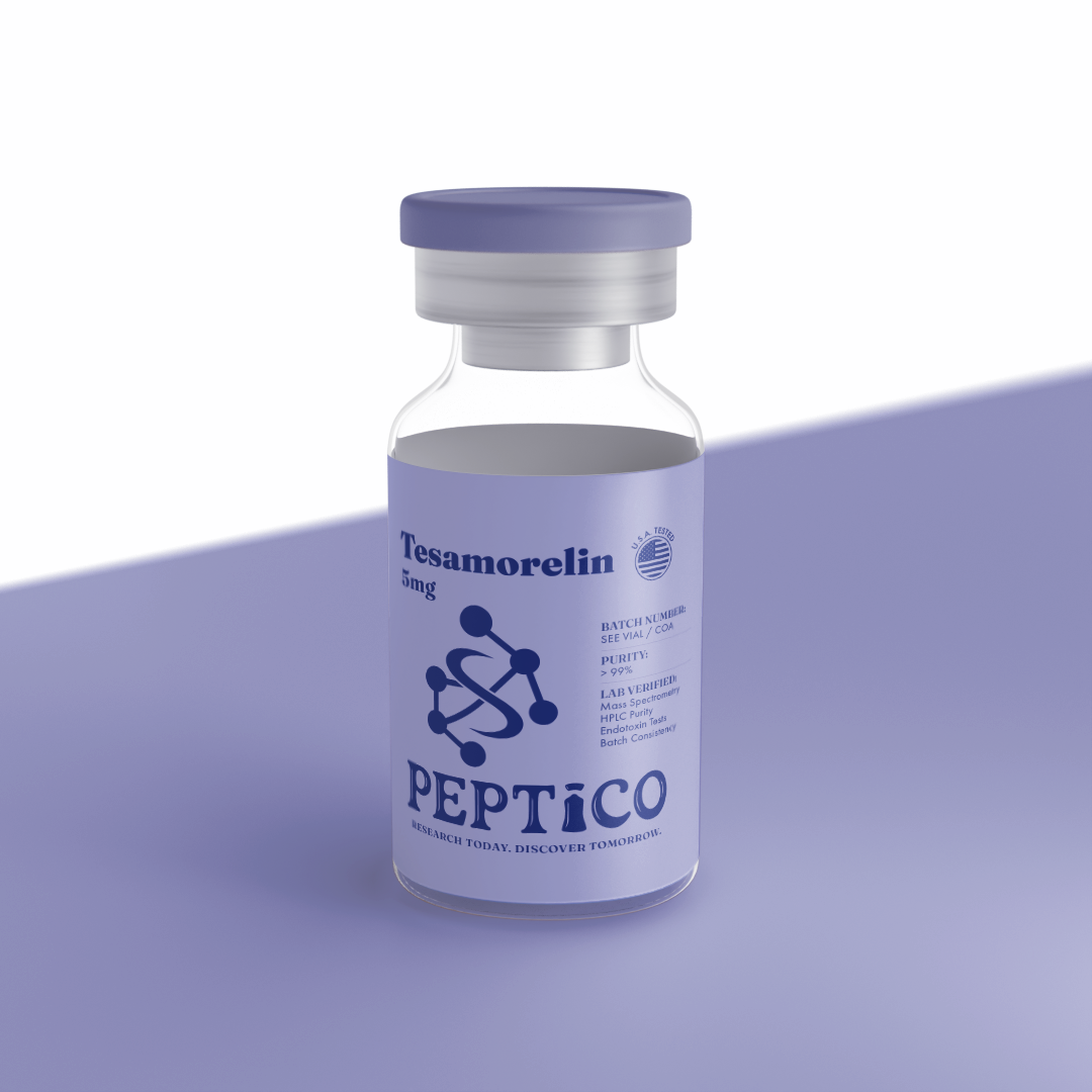 Tesamorelin 5mg research peptide by Peptico – COA-documented, third-party tested, verified purity