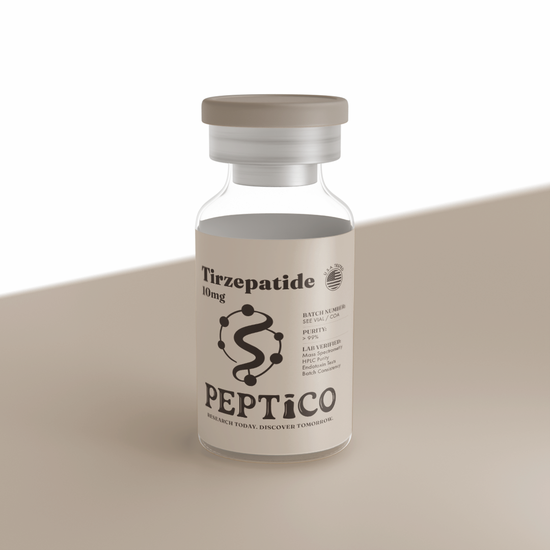 Tirzepatide 10mg research peptide by Peptico – COA-documented, third-party tested, verified purity