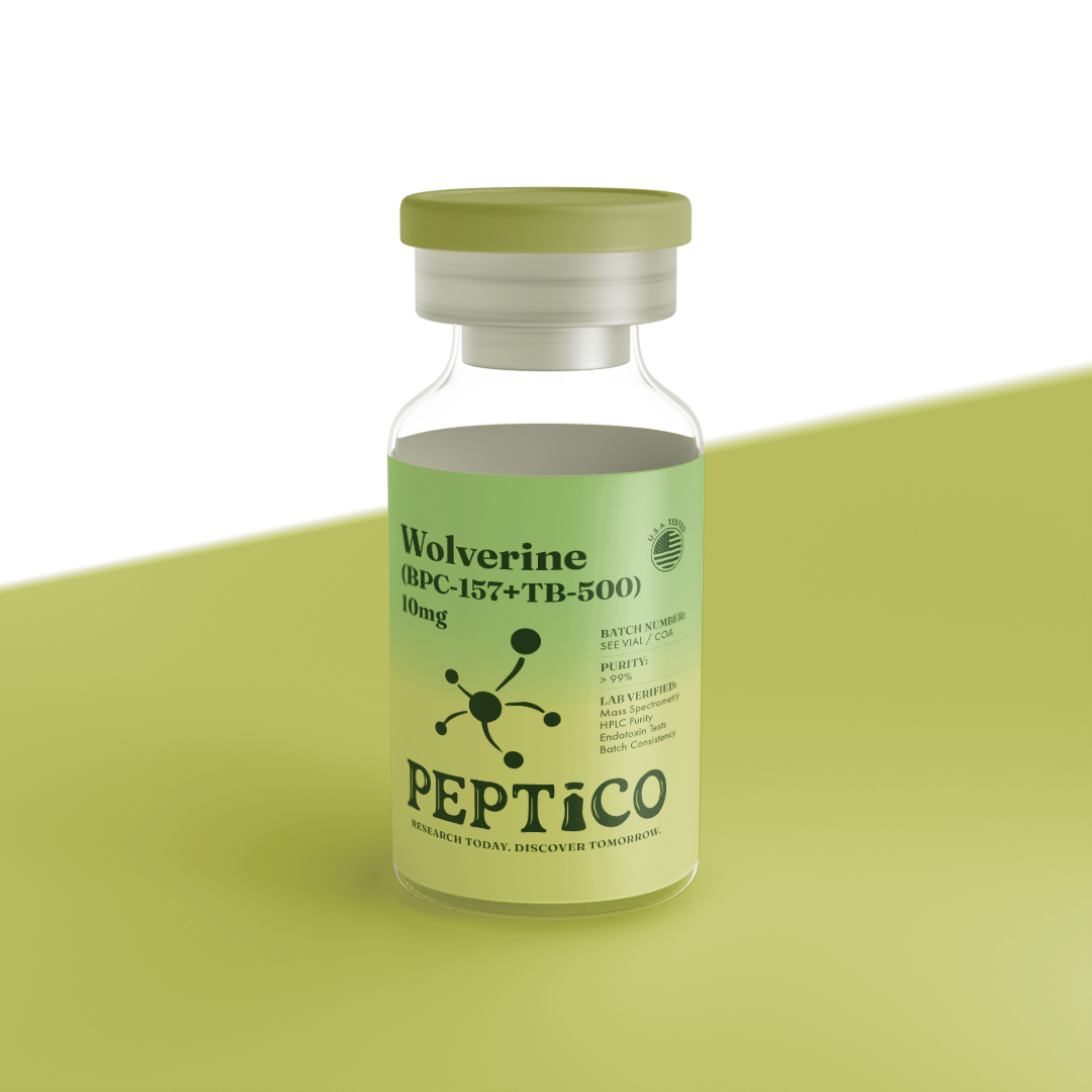 Wolverine (BPC-157 + TB-500) 10mg research blend by Peptico – COA-documented, third-party tested, verified purity