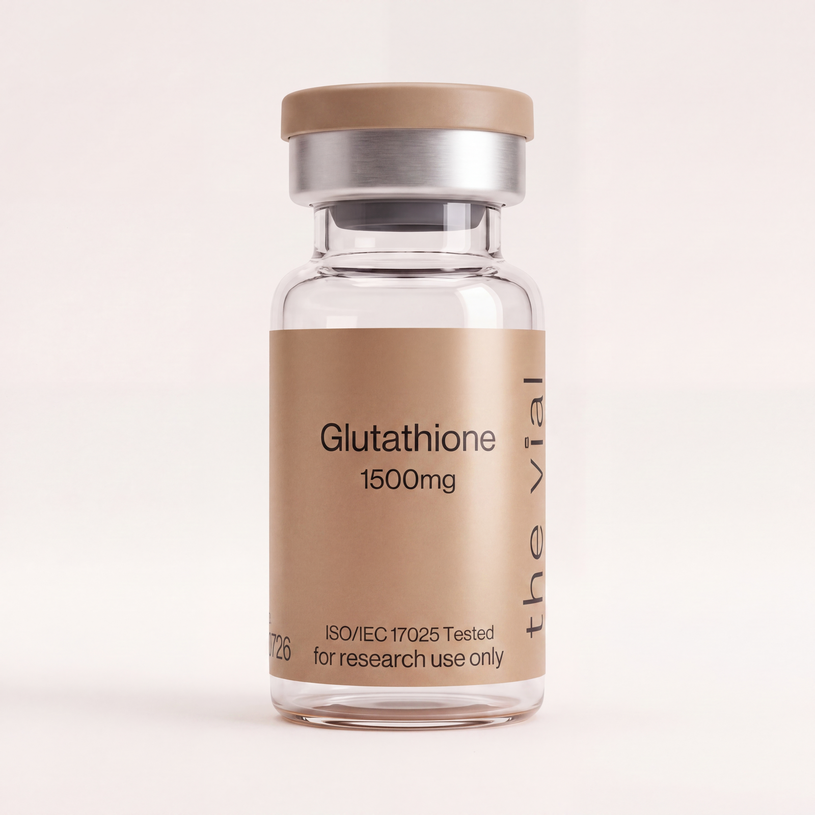 Glutathione 1500 mg research-grade peptide vial — third-party tested, batch-tested with an ISO/IEC 17025 COA, verified purity