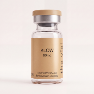 KLOW 80 mg research-grade peptide vial — third-party tested, batch-tested with an ISO/IEC 17025 COA, verified purity