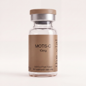 MOTS-C 10 mg research-grade peptide vial — third-party tested, batch-tested with an ISO/IEC 17025 COA, verified purity