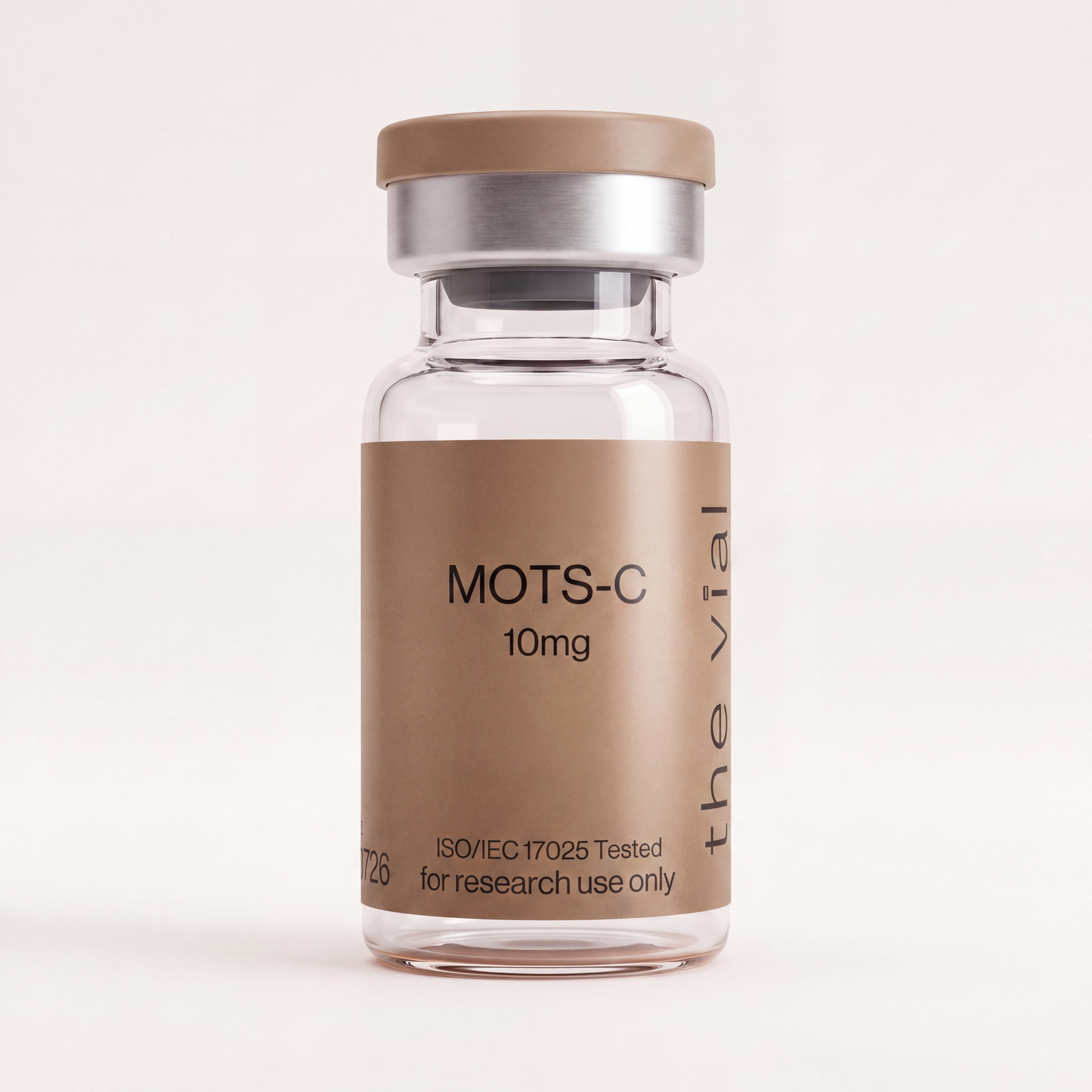 MOTS-C 10 mg research-grade peptide vial — third-party tested, batch-tested with an ISO/IEC 17025 COA, verified purity