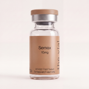 Semax 10 mg research-grade peptide vial — third-party tested, batch-tested with an ISO/IEC 17025 COA, verified purity