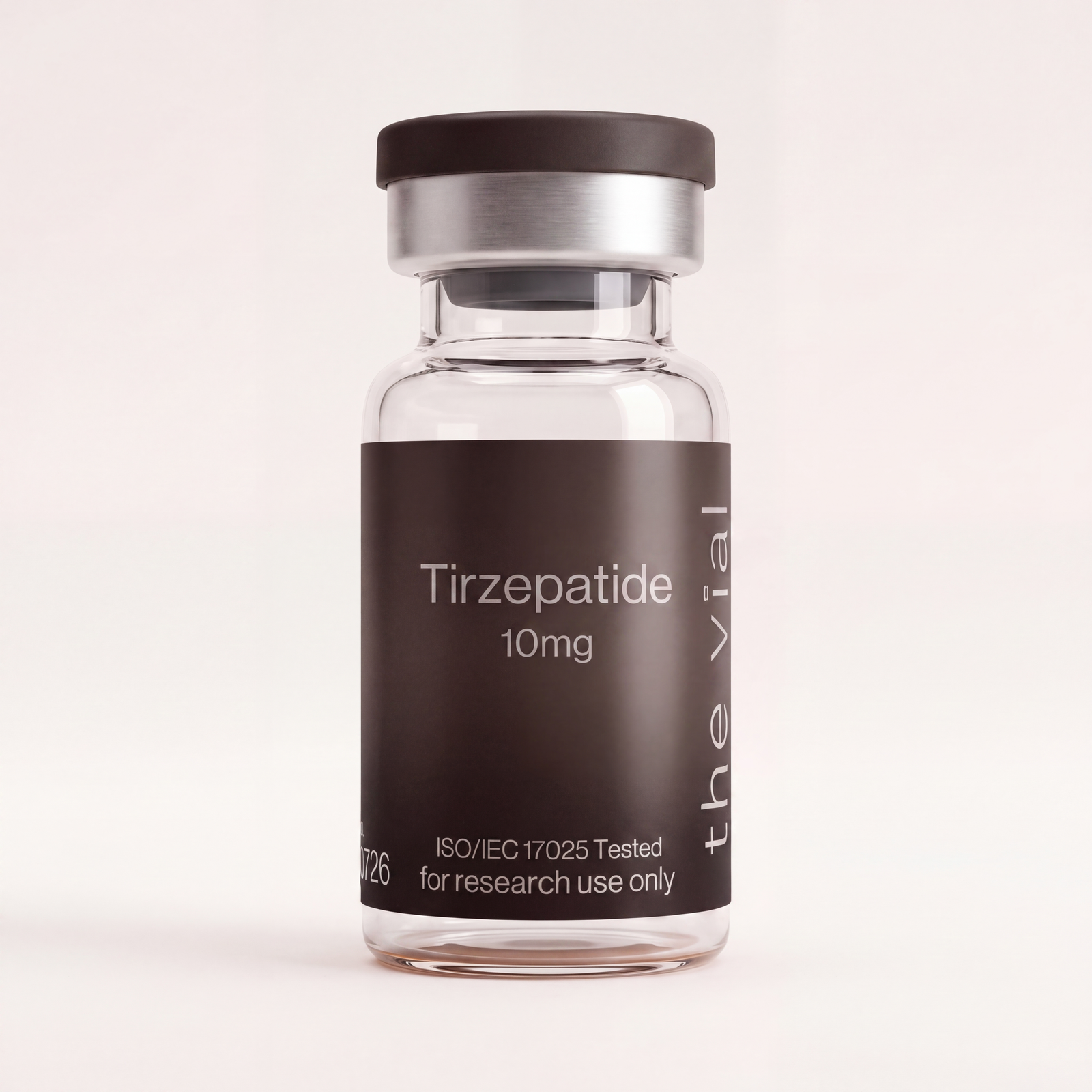 Tirzepatide 10 mg research-grade peptide vial — third-party tested, batch-tested with an ISO/IEC 17025 COA, verified purity